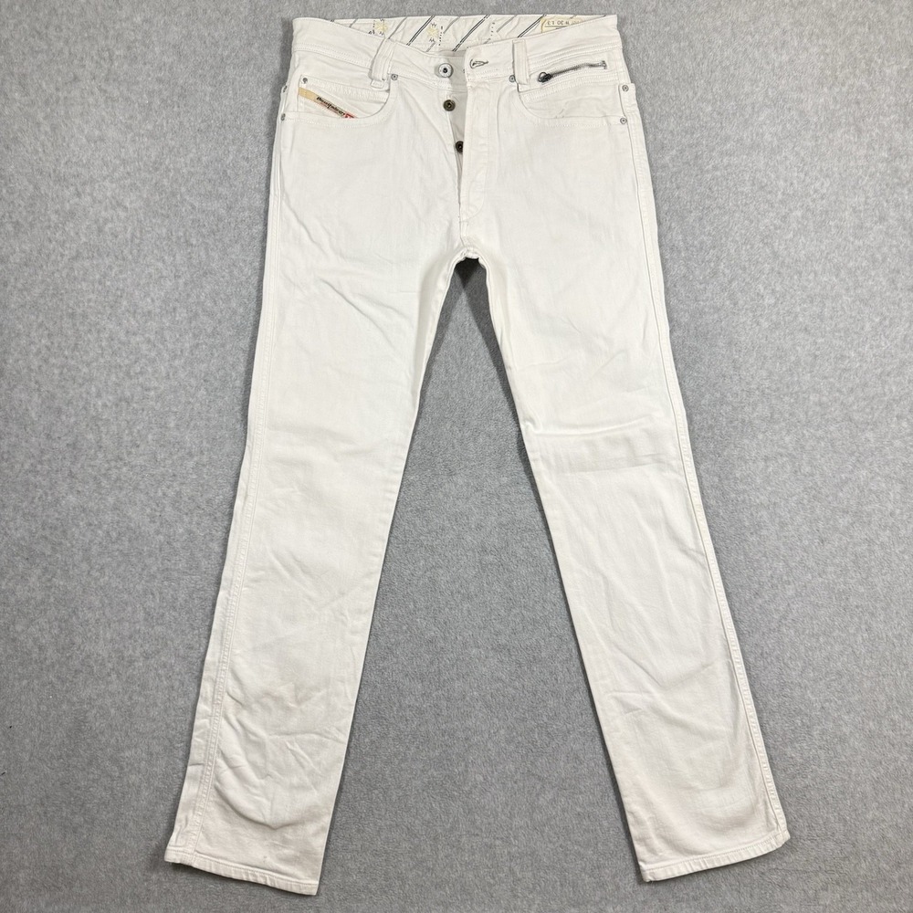 Diesel Paddom Jeans Men 30x34  White Straight Leg Stretch Designer Denim 8AC Y2K
